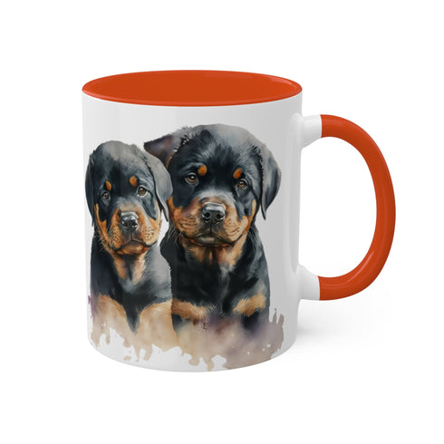 Rottweiler Pupies - Color Accent Mugs, 11oz